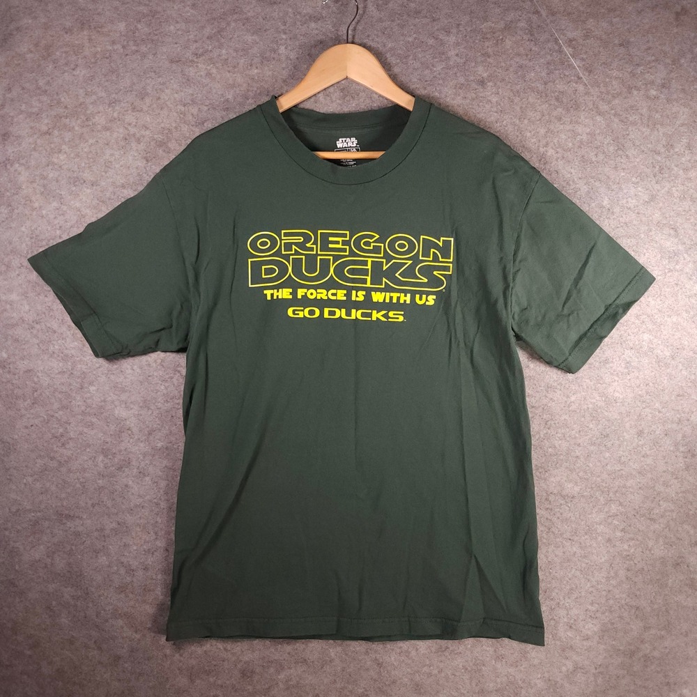 Star Wars Oregon Ducks The Force Is With Us Go Ducks T Shirt Mens L Green Cotton